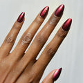 Harry Potter™ x Glamnetic Press On Nails - Gryffindor™ | Scarlet Red Graphic Short Almond Nails in a Chrome Finish | 15 Sizes - 30 Nail Kit with Glue