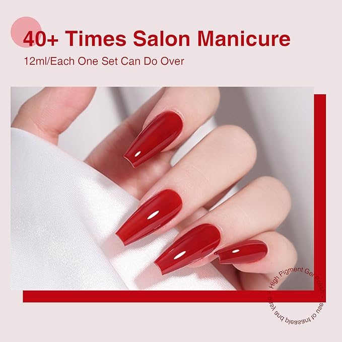 6Pcs 12ml Gel Nail Polish Set with Red White Blue, Gel Polish Kit for Salon DIY at Home, Soak Off LED UV Gel Nail Polish, Gifts for Women Girls