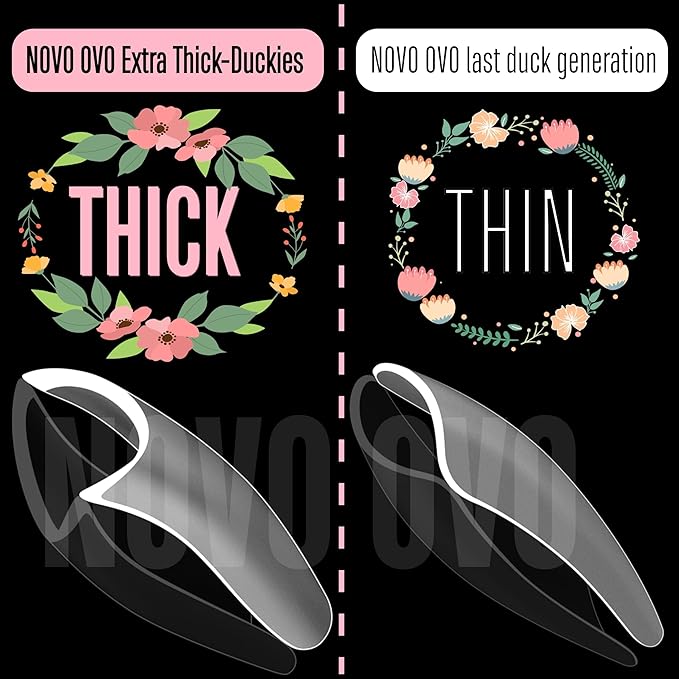 NOVO OVO Halloween Duck Feet Nail Tips Extra Thick with Moon Curve Full Cover for Press on Acrylic, Medim Long Clear Pre-Etched Matte Flare Wide French Soft Gel False Nail Extension x 15 Sizes 300 pcs