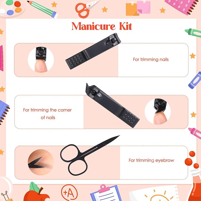 6 Nail Clippers Kits Teacher Appreciation Gifts for Men Women Manicure Set Nail Care Tools Fingernail Toenail Clipper Cutters Professional Stainless Steel Kit with Travel Case