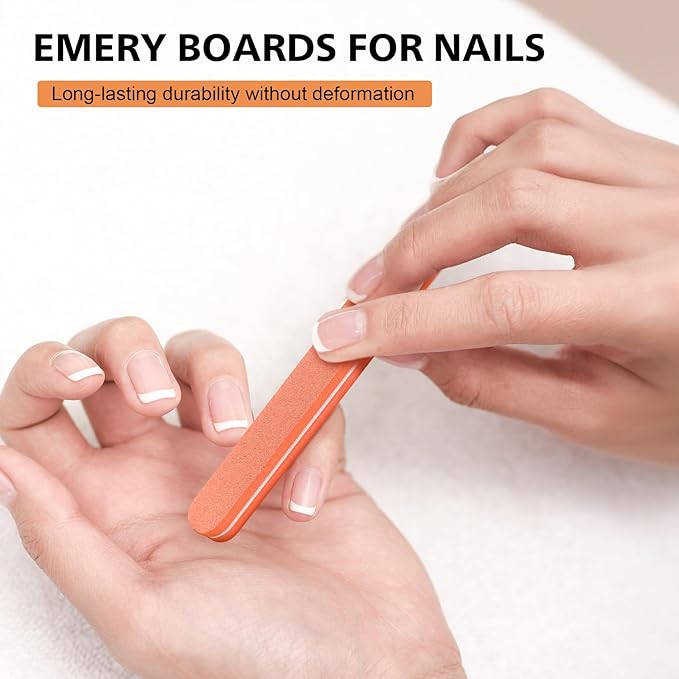 BALUCA 10-Pack Professional Nail Files & Buffers for Acrylic & Natural Nails | Double-Sided 100/180 Grit Emery Boards | Reusable Salon-Grade Nail Filer & Shine Kit for Women & Pets (Orange)