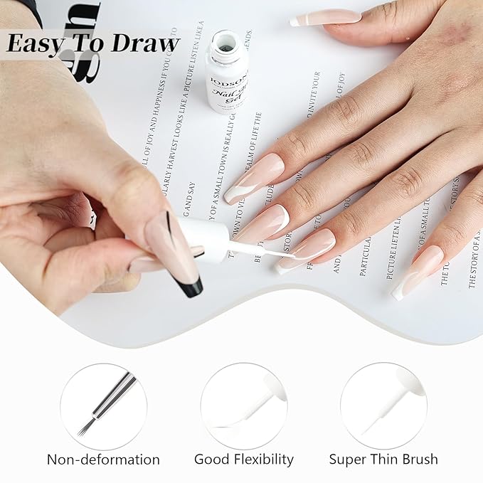 JODSONE Nail Art Gel Liner 2 Colors White Black Gel Nail polish Need U V Lamp Cured with Thin Brush at Home Salon Design