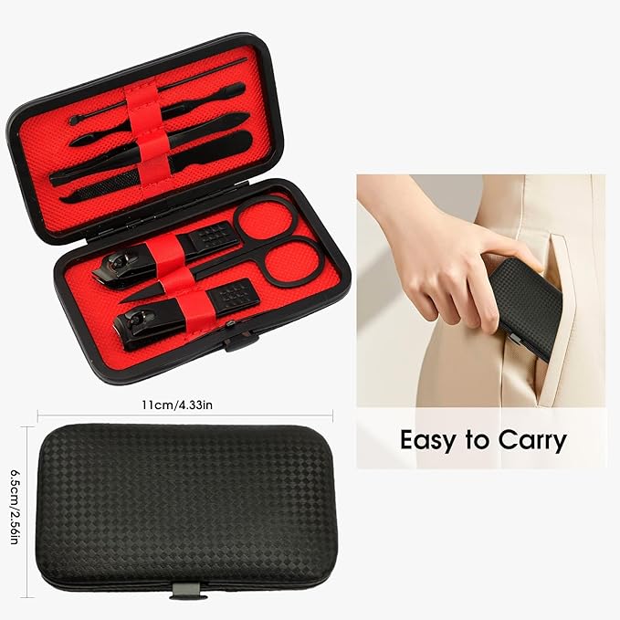 Manicure Set Men Nail Clippers Gifts for Valentine's Day Men Nail Kit Easter Basket Stuffers Travel Size Toiletries Black Pedicure Tools for Feet Pedicure Kit Gift Sets Foot Care Practica Gifts