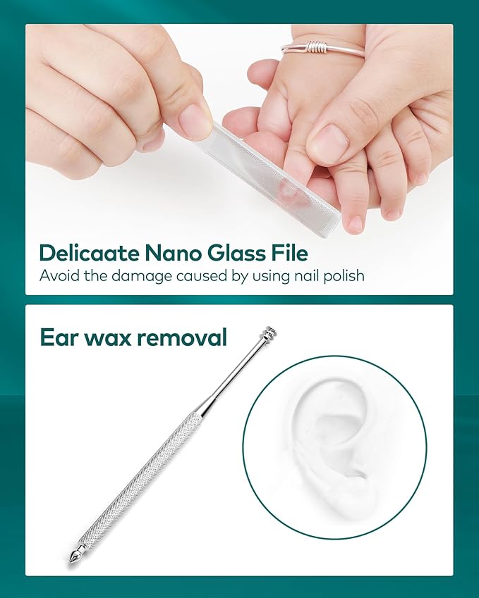 MR.GREEN Nail Clippers, 3PCS Nail Clipper Set with Anti Splash Fingernail Clipper,Ear Pick,Glass Nail File,Professional Nail Clippers for Men and Women, Stainless Steel Nail Cutter with Leather Case