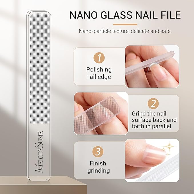 MelodySusie Nail Clippers Set, Ultra Sharp Toenail Clippers with Glass Nail File, 3 in 1 Stainless Steel Nail Clippers for Men Women, Fingernail Clipper Nail Cutter Manicure Set, Champagne