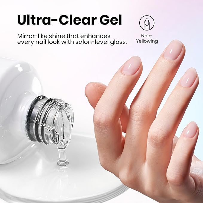 Beetles HEMA-Free Gel Top and Base Coat 15ml, TPO Free No Wipe Clear Glossy Gel Nail Polish Set Long Lasting Soak Off UV Lamp Upgraded Safe Low-Sensitivity Formula Nail Gifts for Women