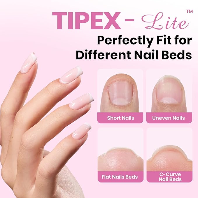 Beetles Tipex Lite Apex Nail Tips, Square Short, 256pcs 16 Sizes with 85 Pcs Gel Nail Polish Kit - 35 Colors Gel Polish Set Travel Diary All in