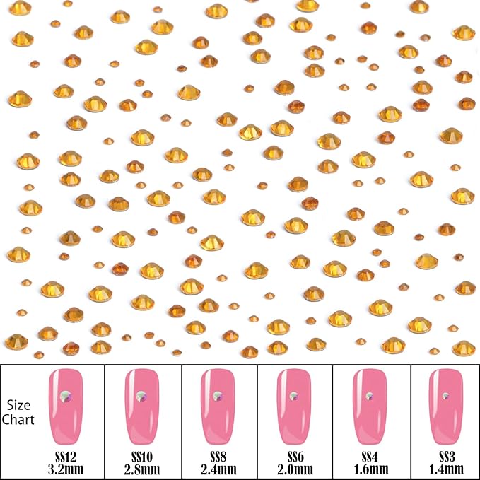 NCB Hotfix Iron on 8000pcs Crystal Rhinestones Round Gem for Crafts Decoration DIY Jewelry Making with a Picking Pen (Topaz, 6Sizes SS3-SS12)