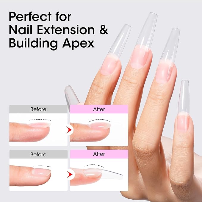 GELLEN Builder Gel Set for Nails,10 In 1 Hard Nail Extension Poly Gel Soak Off UV Polish Set 4 Colors Clear Milky White Classic Pink Nude Apex Sculpting Thickening Nails Salon Home Manicure