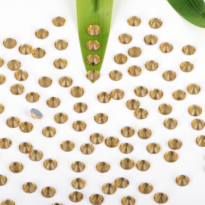 Bymitel Hotfix Crystal Rhinestones Round Gems Iron on DIY Jewelry Making Flat Back for Crafts,Lt. Topaz, 3mm(SS12/2880pcs)