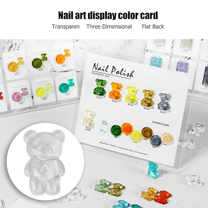 Nail Color es, 50pcs Nail Polish Color Card Transparent Acrylic Nail Polish Color Display Card Cute Cartoon Bear Shaped Nail Art Color Display CardNail Art Display Card