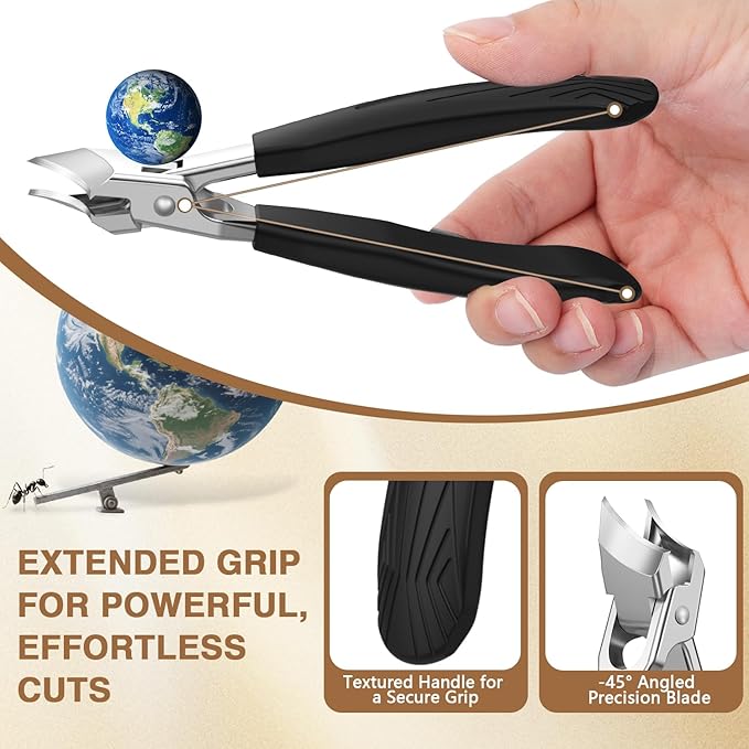 Upgrade Large Toenail Clippers for Thick Nails for Seniors Long Handle, Ultra Sharp Precision Nail Clippers for Men, Curved Wide Jaw Opening Fingernail Clippers with Catcher Nail Cutter for Women