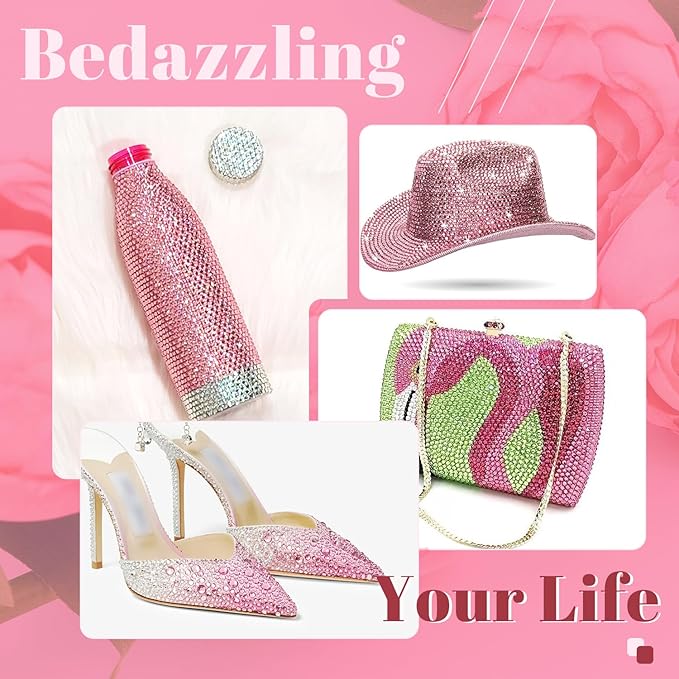 8000PCS 3mm Resin Rhinestones in Bulk (Light Pink), Bedazzling Flatback Crystals Rhinestones for Crafting DIY Nail Decoration, Gems Diomand Charms for Tumbler Shoes Clothing Fabric