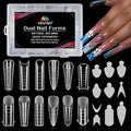 EBANKU 288PCS Nail Dual Forms for French Nails, Dual Nail Forms Molds Acrylic Nail Tips, Duet System Dual Forms Sticker Silicone Reusable Pads, 12 Styles 12 Sizes Scale for Manicure Extension, Clear
