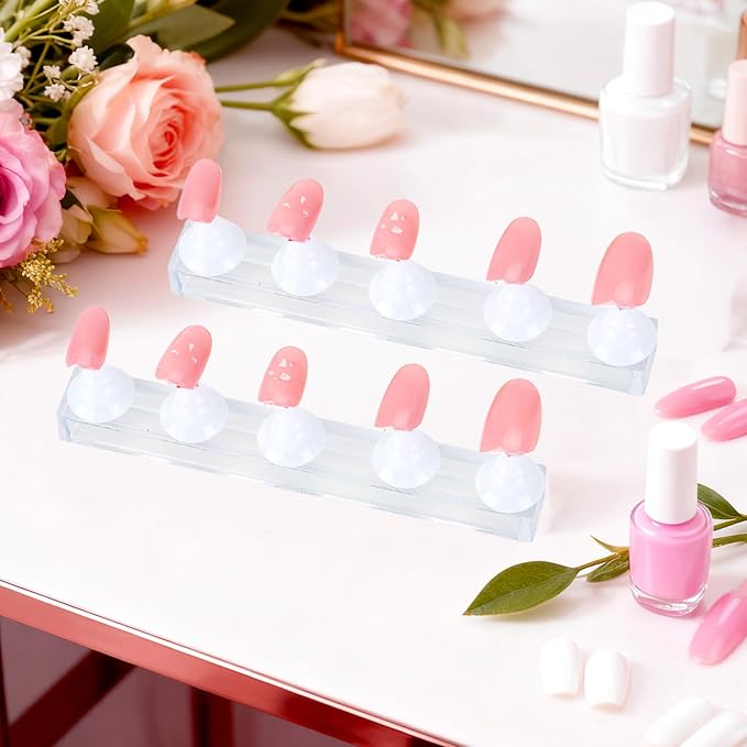 Nail Stand Nail Holder for Painting Nails 2 Sets Press on Nails Stand Display with 96 Pcs Reusable Adhesive Putty Clay Magnetic Acrylic Nailss Art Tools Accessories for Home DIY Salon Supplies White