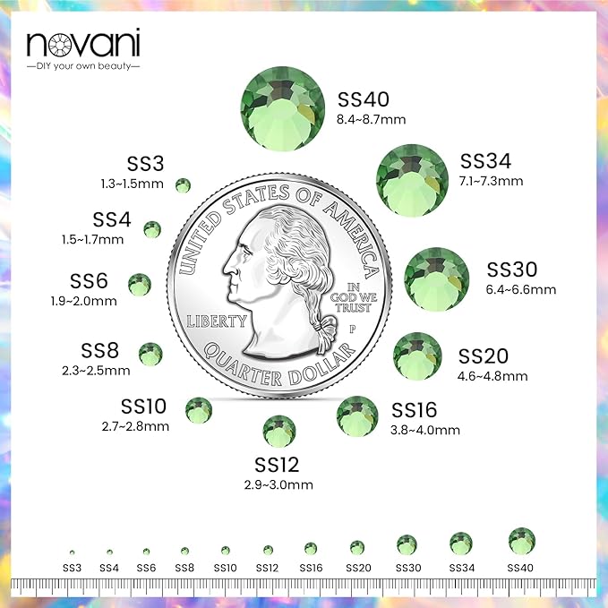 Novani Crystal Rhinestones, Flatback Loose Gemstones 1440pcs Glass Rhinestones for Clothes Shoes Crafts Makeup Nail Art and DIY Decorations(SS6, Light Green)