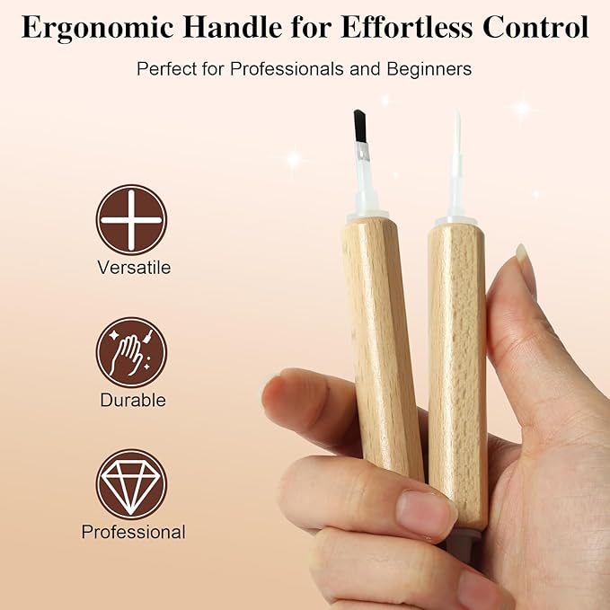 Replacement Nail Polish Brush Kit,Dual-Ended Professional Nail Art Brush for Dip Powder Base Coat,Nail Polish Acrylic Brush with 1Pcs Flat Brush & 1Pcs Pointed Brush and 1Pcs Liner Brush