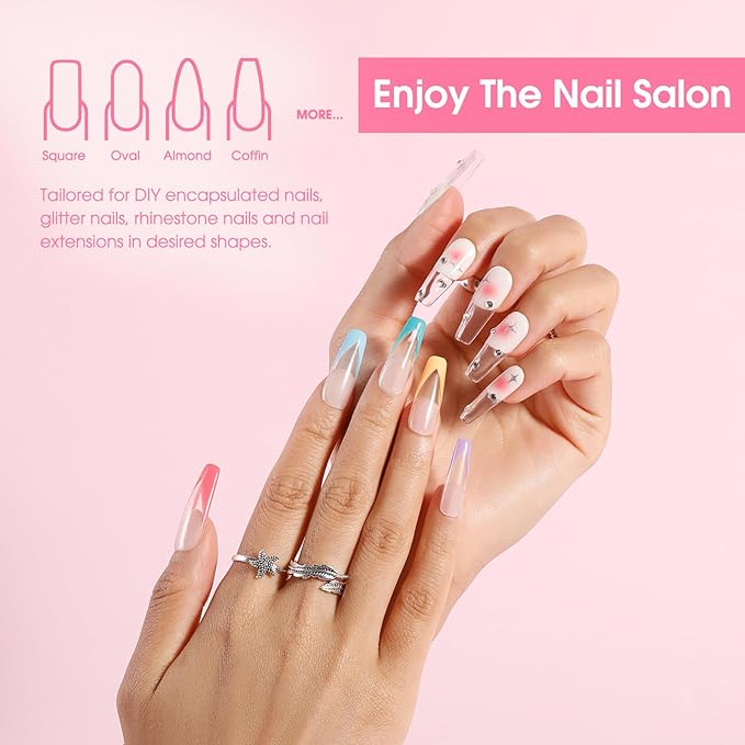Rosalind Soft Pink & Clear Poly Extension Gel for Nails, 2-Pack 1oz/30ml Light Pink & Clear Poly Builder for Nail Gel Acrylic Extension