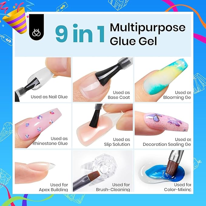 Beetles Gel Nail Kit Etch-X, Almond Short, 504pcs 12 Sizes Nail tips, with 9 in 1 Nail Glue Mini LED Light, Acrylic Half Matte Tips Press On Nail, Extension DIY Set at Home, Gift for Women & Girls