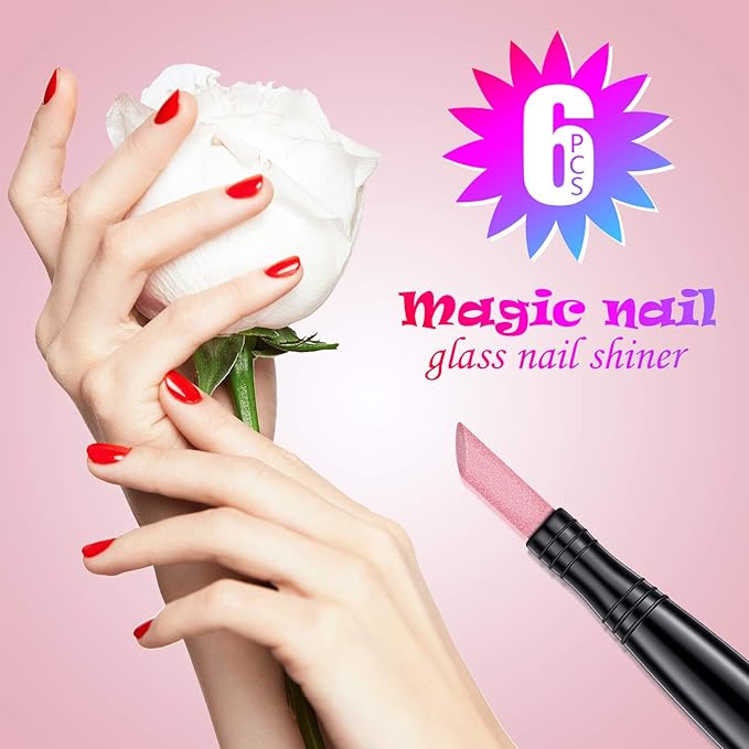 Mudder 6 Pieces Pumice Stone Nail File Cuticle Remover Stick Double-Headed Polishing Pen for Women Mother Girl Gifts Household Beauty Salon Nails Care Supplies