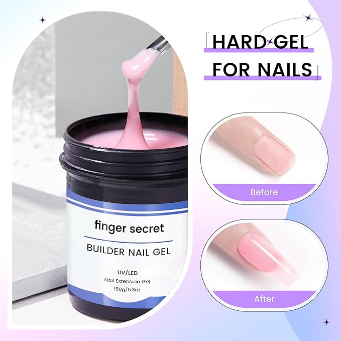 Hard Gel For Nails Builder Gel for Nails Long-lasting Strong Pink 3D Sculpting for Nail Extension 5.3fl.oz (pink, 5.3fl.oz)