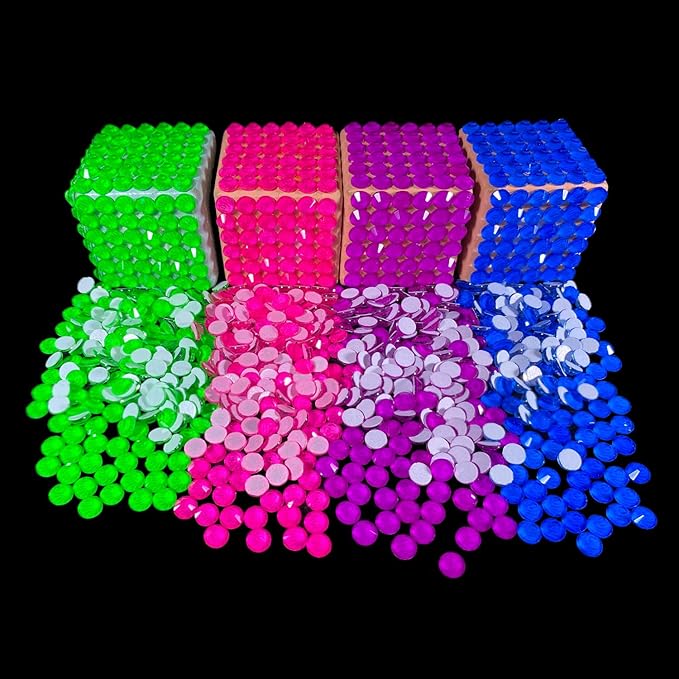 Flatback Glass Rhinestones,Bedazzler Gems 1440pcs Non Hotfix Crystal Rhinestones for Nail Charms Crafts Clothes Tumblers,Dk.Amethyst Neon,SS10