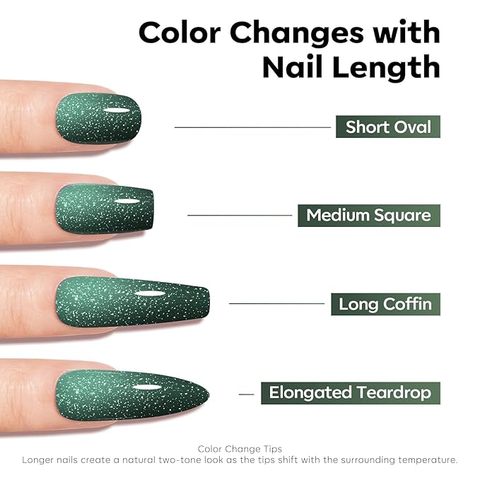 modelones Gel Nail Polish Green Sage Color Changing Mood Temperature Change Deep Green Nail Polish Gel Soak Off Nail Art 15ML