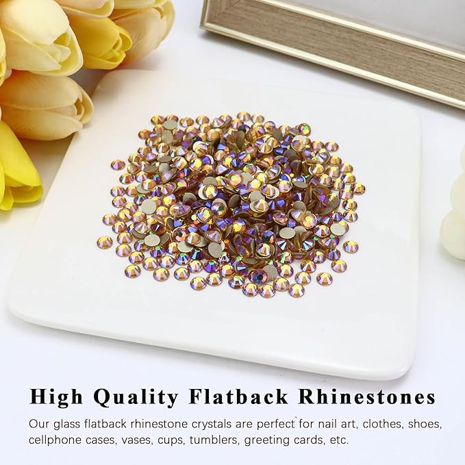 Flatback Crystal Rhinestones Round Gems for Nail Art and Craft Clothes Glue Fix, Shiny Purple (2.7-2.8mm) SS10/1440PCS