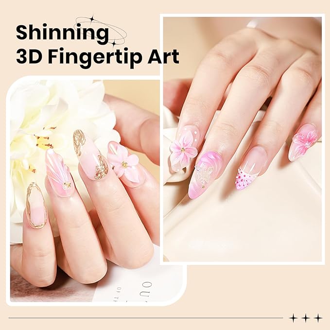 3D Nail Gel Sculpting Gels for Nail Art, Clear&White Hard Solid Builder Gel Non-Sticky Extension for Carving Molding with Silicone Mold Silicone Pen Designs DIY Manicure at Home