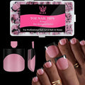 Toenail Press Ons French Tip, Berry Pink Black Elegant False Toe Nail Extension 15 Sizes 270 Pcs Sharp Square Acrylic Tips Pre-applied Nail Primer & Base Coat Full Cover for DIY Home 2025 Summer