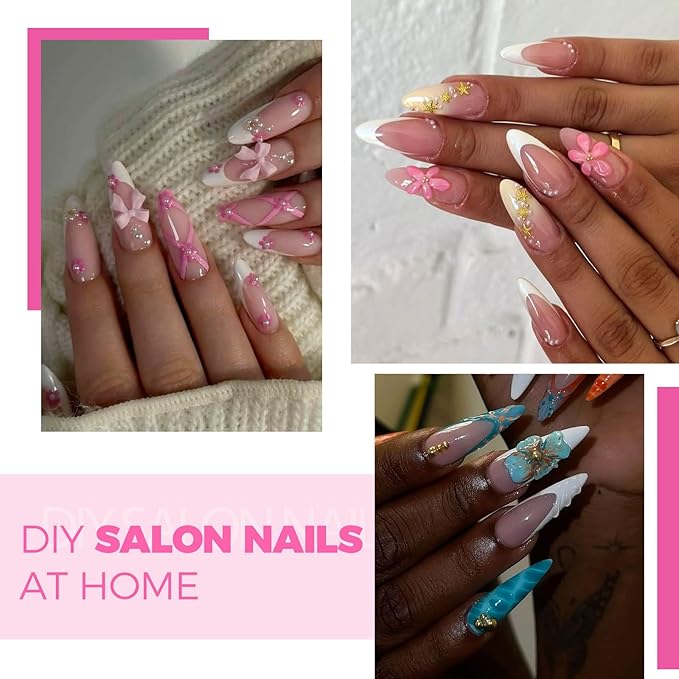 Flat Polygel Nail Forms Almond Shape,GlimightyX Straight Built-in Apex Dual Forms Molds Reusable,Pre-designed French Guildelines Polygel Tips for Nail Extension Salon Home DIY
