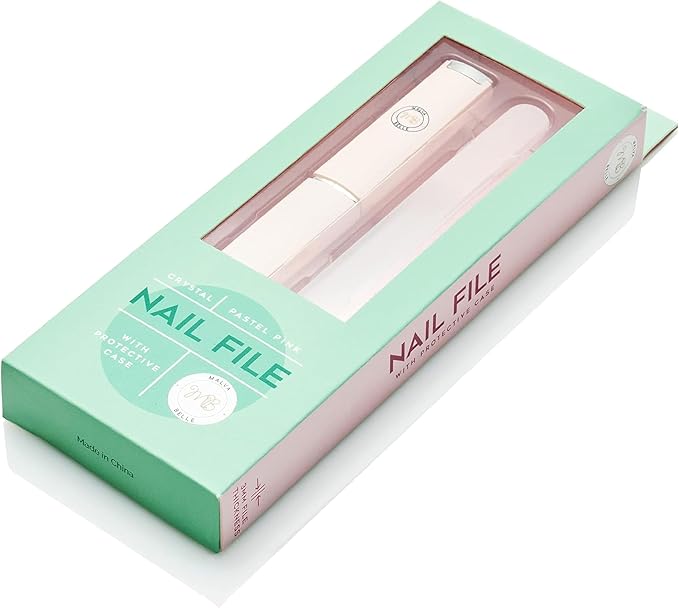 Malva Belle Best Crystal Glass Nail File for Women - File & Travel Case Set - Heavy Duty for Natural Nails, Gel - Professional Nail Shaper – Nail Care Essentials - Pastel Pink 3mm