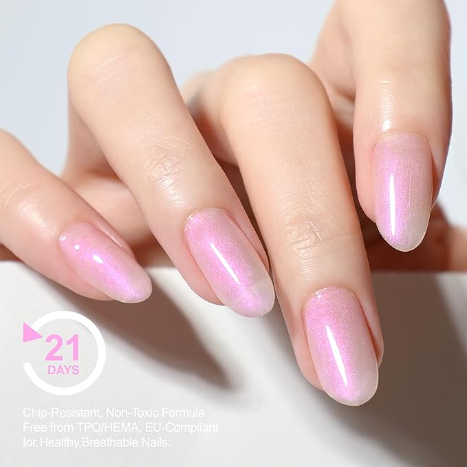 Rubber Builder Base Gel for Nails Hema Free, Shimmer Mermaid Nail, Strengthen Reinforces Soft & Thin Nails, Long Lasting Hypoallergenic Gel Nail Art Manicure UV Light Cure Needed