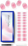 Semi Cured Gel Nail Strips - UV Light Gel Nail Stickers - 20 Long Lasting Salon Quality Wraps (Pink Champagne Bubbles)