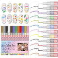 Nail Art Pens Set 3D Nail Polish Pens Acrylic Paint Nail Drawing Liner Graffiti Dotting Nail Art Pen Kit Tools for Professional Nail Art Design(12 Colors)