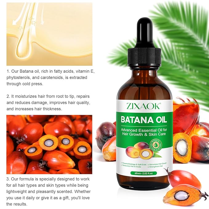 Batana Oil - Organic Cold-Pressed Hair Treatment for Growth, Eyelashes, Eyebrows, Skin & Nails