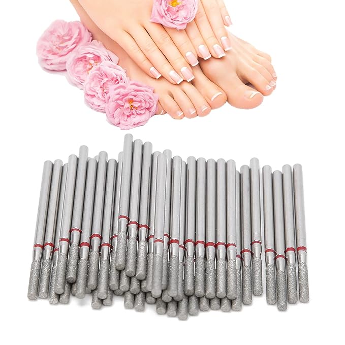 50Pcs Cuticle Bit, Carborundum Flat Head Nail Polishing Grinding Head, Dead Skin Removal Drill Bits for Beginners