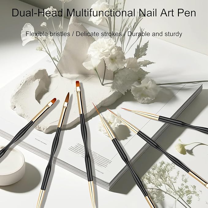 Nail Brush Wooden Nail Brush Acrylic Nail Art Brushes Nail Pens Nail Gradient Brush Nail Design Brushes Nail Art Tools （5Pcs for pack）