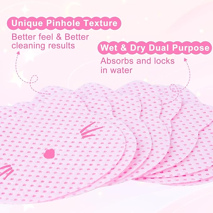 MEKK Lint Free Nail Wipes, 400PCS Pink Cat Shape Nail Polish Remover Wipes, Soft Non-Woven Fabric, Super Absorbent, Cleaning Pad Cloth for Lash Extension & Nail Polish Bottle