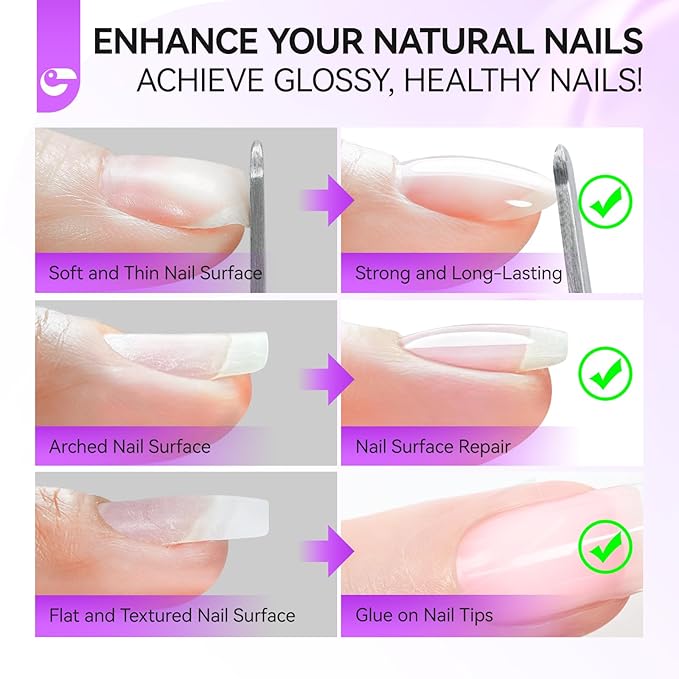 Gelike EC Pro Nail Glue & Strengthener: Nude 6-in-1 Nail Adhesive for Repair - Strengthening & Protein Repair - Perfect for Home & Salon Use 11417 - UV Needed