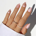 Valentines Day Glamnetic Press On Nails - Lover’s Crest | Short Almond Fake Nails in a Soft Blush Pink Hue, Vintage Angel Cherub Graphics, French Tips and 3D | 15 Sizes - 30 Nail Kit with Glue
