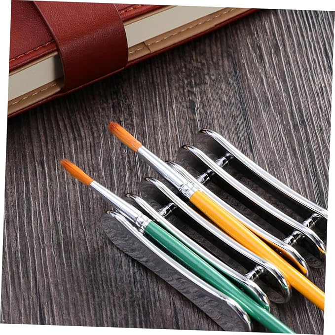 2Pcs Mini Nail Art Pen Holder Metal Stand Silver and Gold Nail Brush Rest Organizer for Manicure Tools Portable Tech Supplies