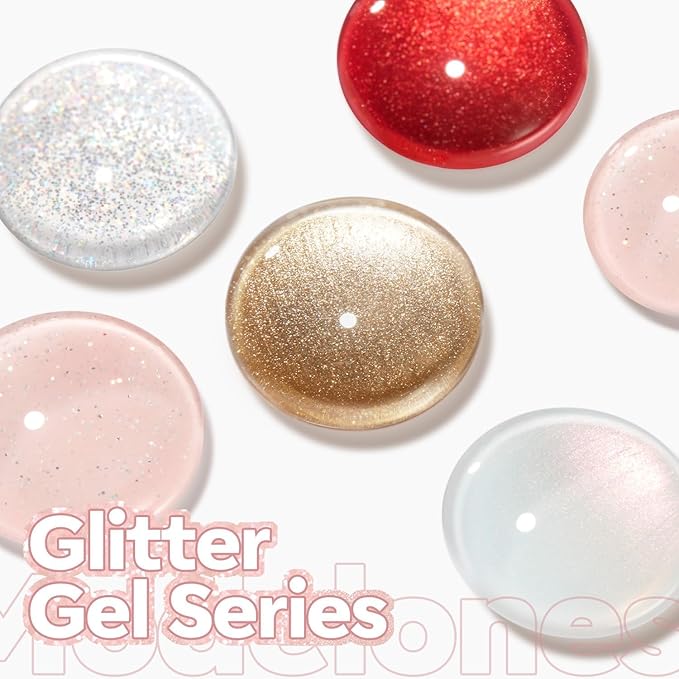 modelones Glitter Gel Nail Polish Nude Pink Glitter Gel Polish Pastel Soak-Off UV Gel Polish 28+ Days Long-Lasting Salon-Quality Nail Art DIY Manicure & Gift 15ML