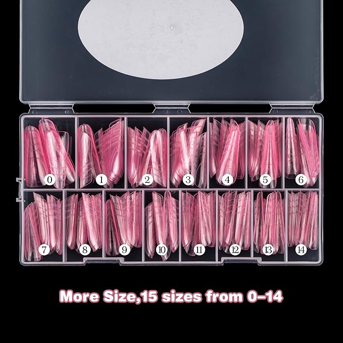 NMKL38 Pink 150PCS Dual Nail Forms 15 Sizes