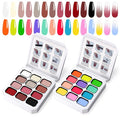 Gradient Painting Gel Set, 24 Bright Neon&Almond Nude Colors Ombre Gel Nail Polish for Pigment Pat Nail Gel Kit, Silky Texture, French Manicure DIY Nail Art, No-wipe Soak of UV