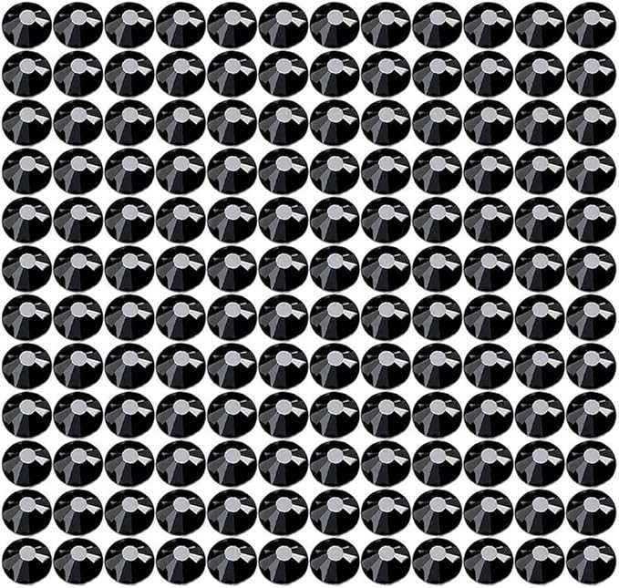 Onwon 288 Pcs Crystal Flat Back Brilliant Round Rhinestones Glass Stones Glitter Gems Faux Diamond for Craft,Nail Art,Shoes,DIY Decorations (SS34 / 7mm, Black)