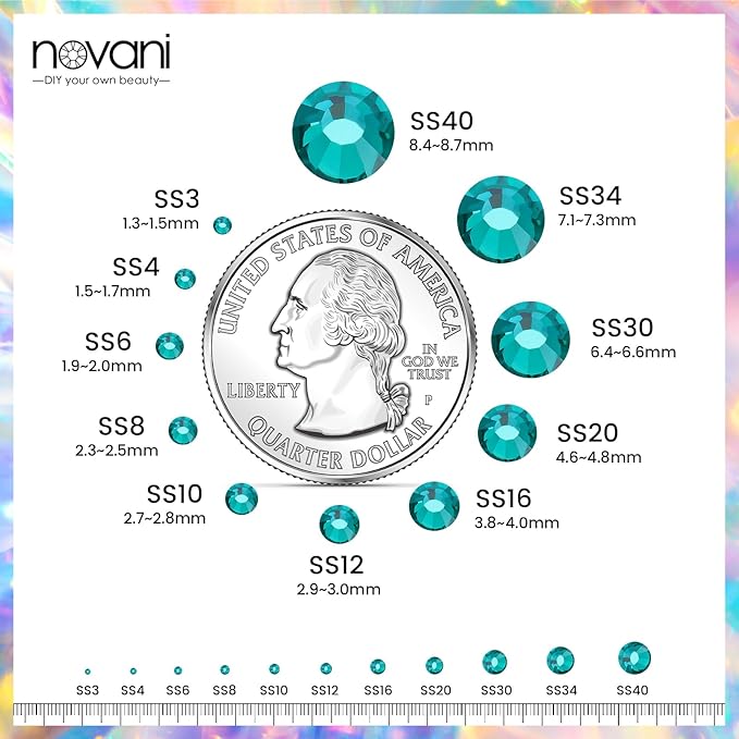 Novani Rhinestones 288pcs Glass Rhinestones Crystal Flatback Gemstones for Crafts Nails Makeup Bags and Shoes Decoration（SS30, Green Zircon）