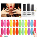AIMEILI Hema Free Gel Nail Polish Set, Cruelty Free, Vegan, Neon Collection 12 Colors Hot Pink Blue Yellow Green Bright Spring Summer Gel Gift Kit Set 25