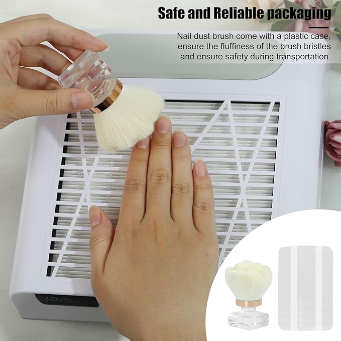 Nail Dust Brush for Nails, Nail Art Dust Powder Remover Brush, Beige Rose Cleaner Brush for Makeup or Blush Nail Arts Brush, Nail Dusting Brush Tools