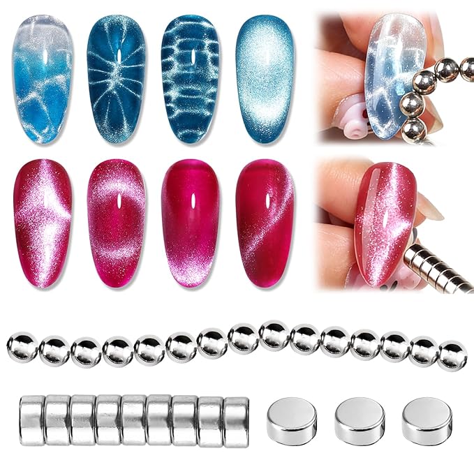 4mm Ball Magnets for Nails, Small Magnetic Beads for Nails for Cat Eye Gel Polish, Create Sea Wave & Halo Nail Effects, DIY Manicure Accessories Nail Art Tool for Salon & Home Use